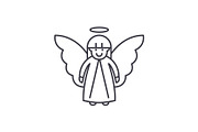 Easter angel line icon concept