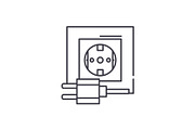 Electric socket line icon concept