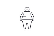 Fat person line icon concept. Fat