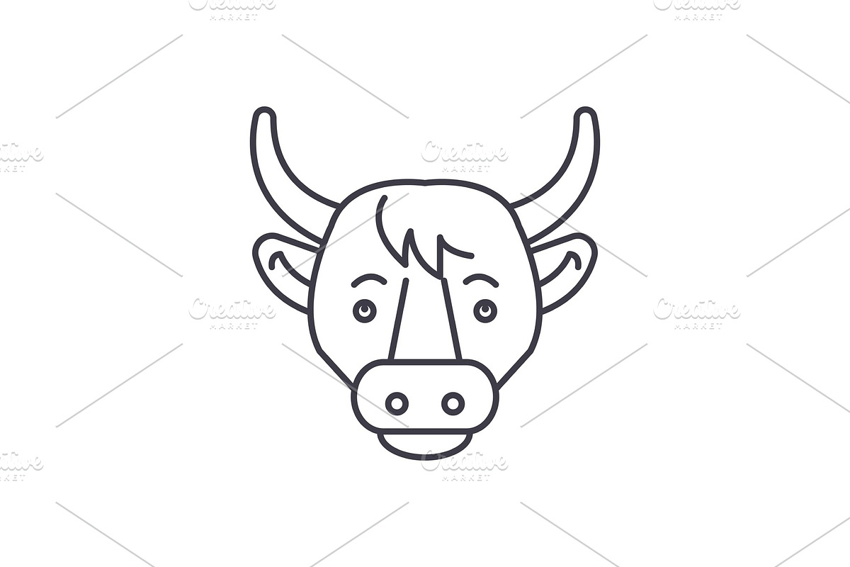 Funny cow line icon concept. Funny in Illustrations - product preview 8