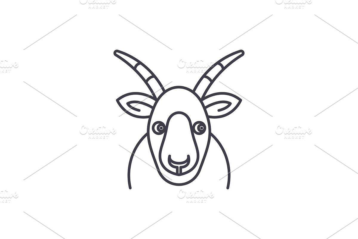 Funny goat line icon concept. Funny in Illustrations - product preview 8