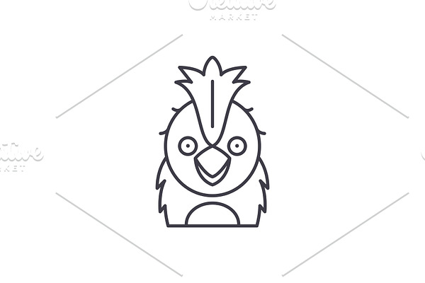 Funny parrot line icon concept