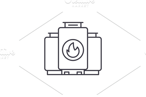 Gas boiler line icon concept. Gas