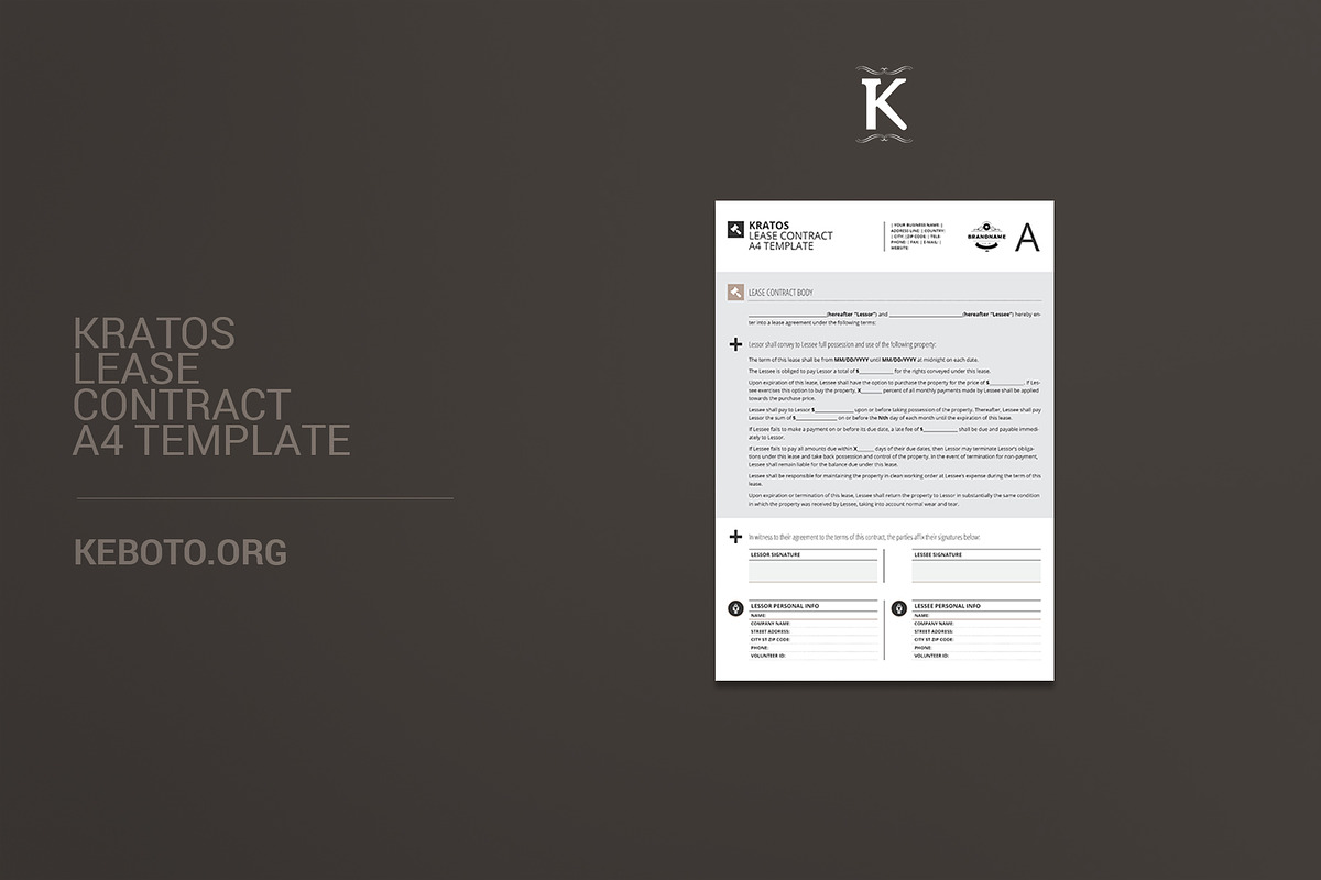 Kratos Lease Contract A4 Template in Templates - product preview 8