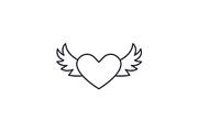 Heart with wings line icon concept