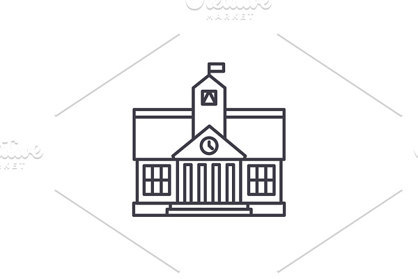 Higher education line icon concept