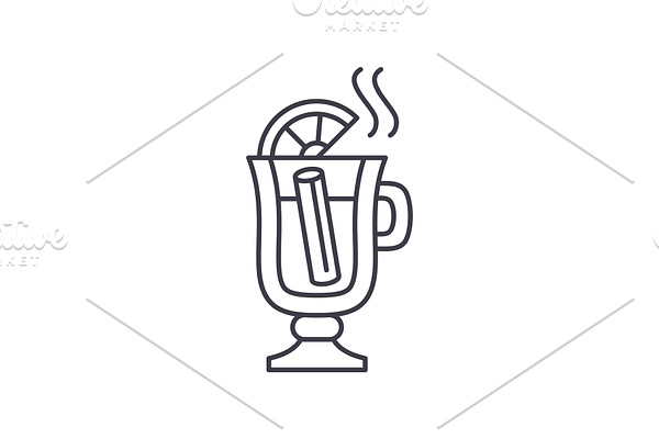 Mulled wine line icon concept