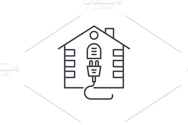 House electrical system line icon