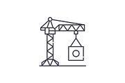 Industrial crane line icon concept