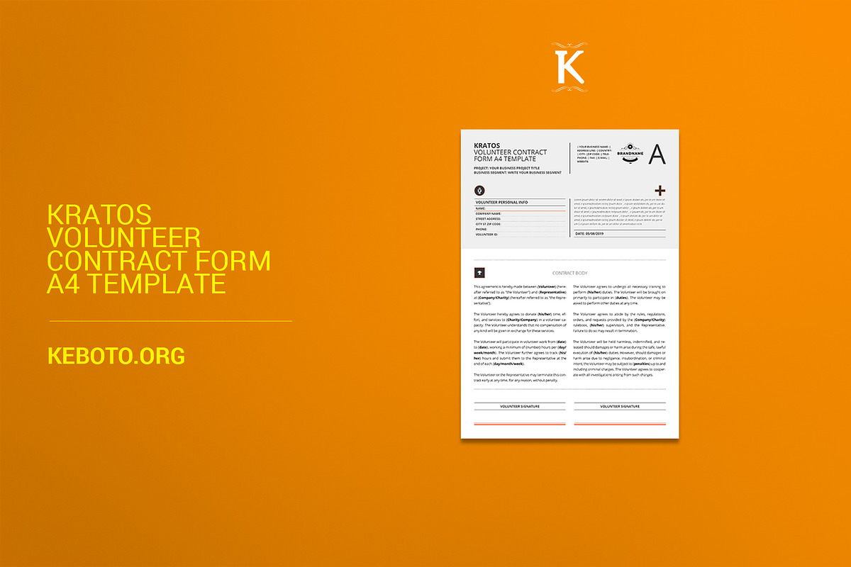 Kratos Volunteer Contract Form A4 in Templates - product preview 8
