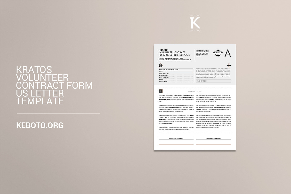 Kratos Volunteer Contract Form USL in Templates - product preview 8