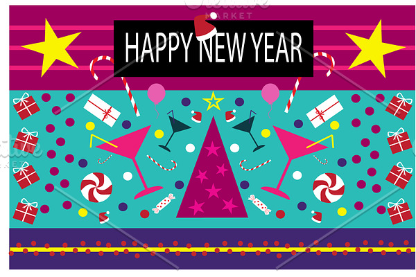 Happy New Year backgrund vivid color