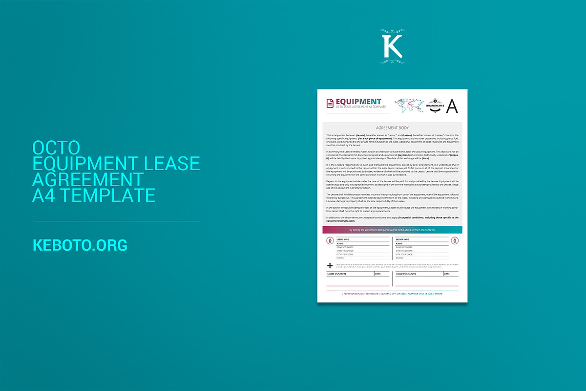Octo Equipment Lease Agreement A4 Te in Templates - product preview 8