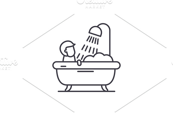 Mens bathroom line icon concept