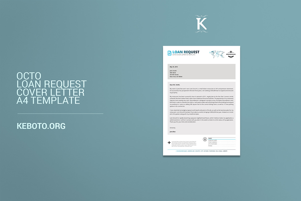 Octo Loan Request Cover Letter A4 in Templates - product preview 8
