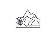 Mountains line icon concept