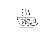 Mug of green tea line icon concept