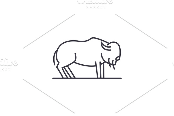 Musk ox line icon concept. Musk ox