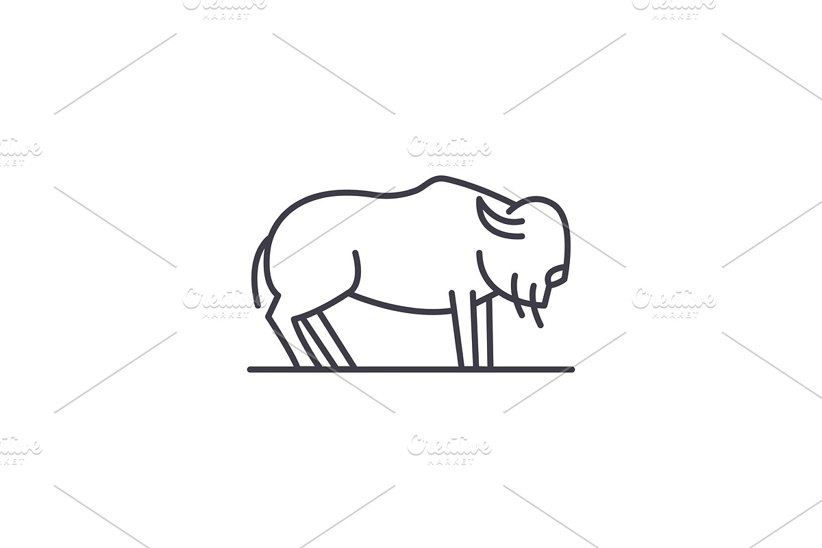 Musk ox line icon concept. Musk ox in Illustrations - product preview 8