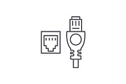Network cable and socket line icon