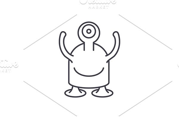 One eyed monster line icon concept