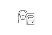 Online assistant line icon concept