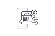 Online banking line icon concept