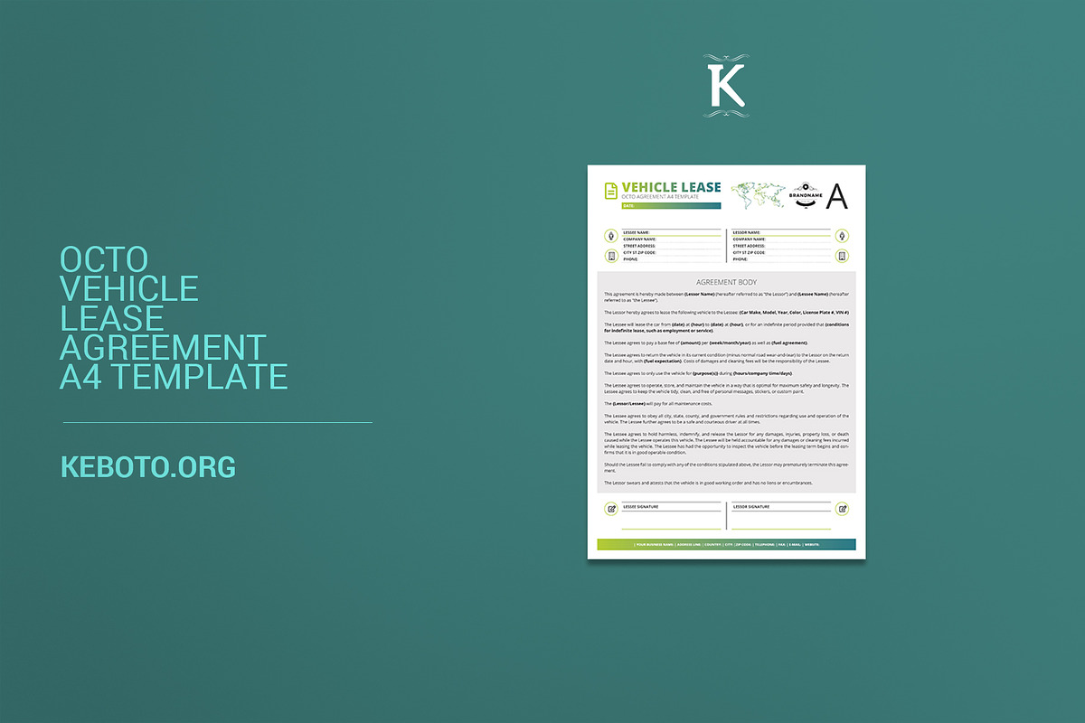 Octo Vehicle Lease Agreement A4 in Templates - product preview 8