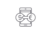 Online currency exchange line icon