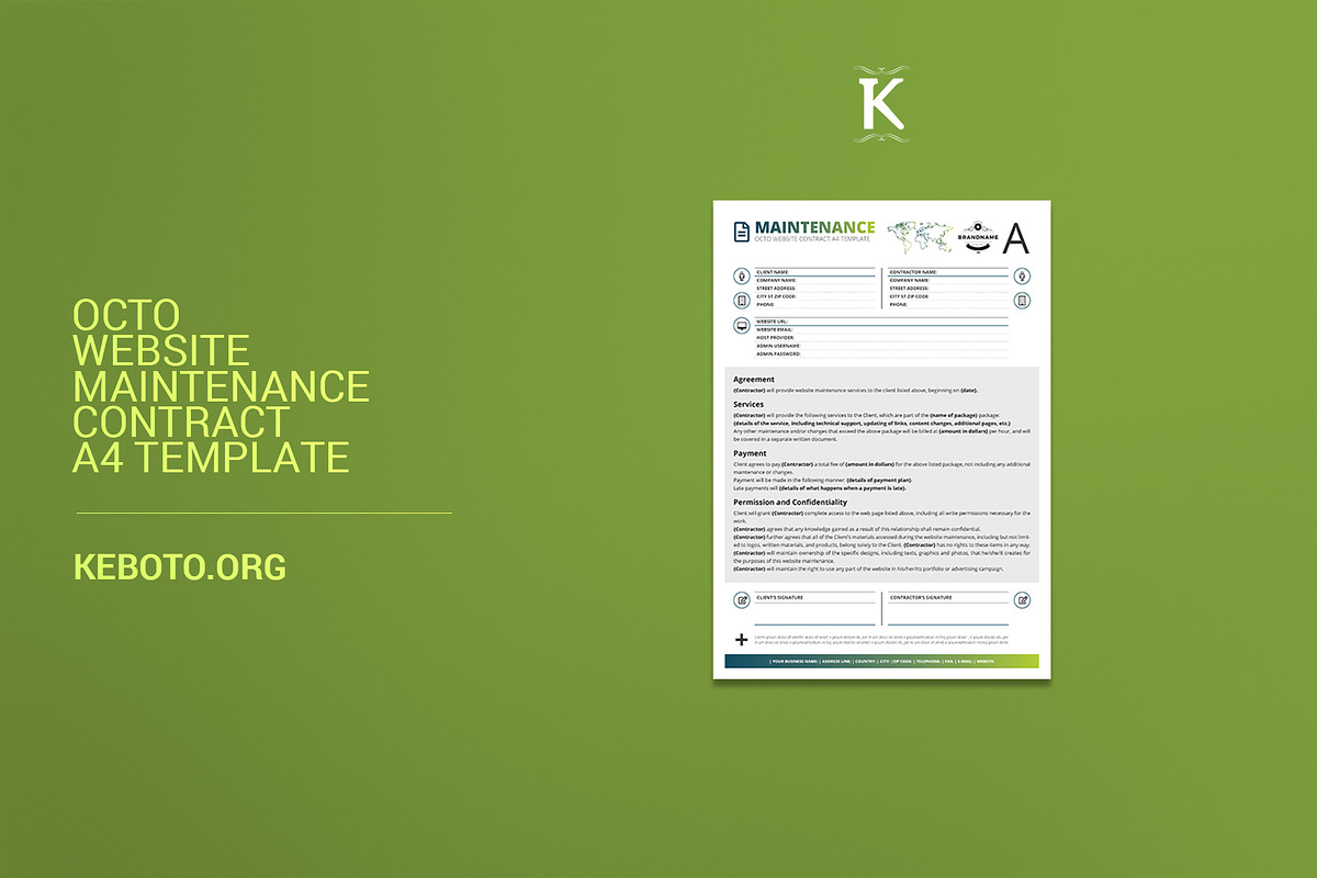 Octo Website Maintenance Contract A4 in Templates - product preview 8