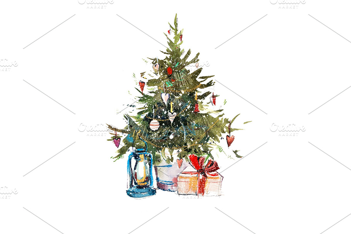 Decorated christmas tree New year in Illustrations - product preview 8