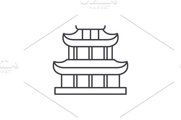Pagoda line icon concept. Pagoda