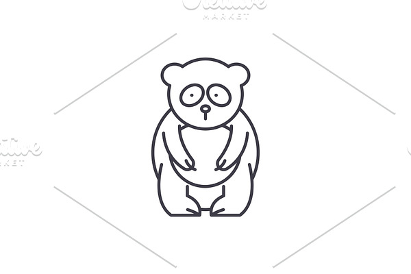 Panda bear line icon concept. Panda