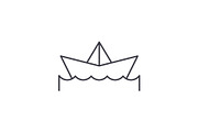 Paper boat line icon concept. Paper