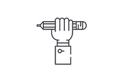 Pencil drawing line icon concept