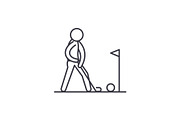 Playing golf line icon concept