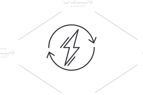 Power usage line icon concept. Power