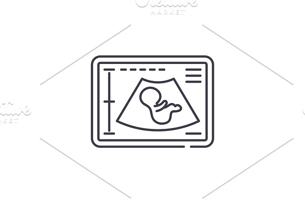 Pregnancy ultrasound line icon