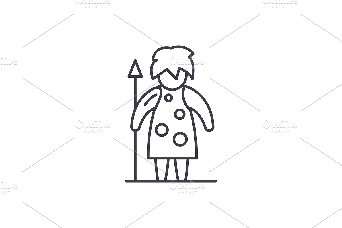 Prehistoric man line icon concept in Illustrations - product preview 8