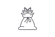 Present bag line icon concept
