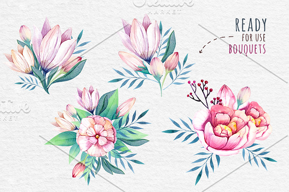 Watercolour floral collection in Illustrations - product preview 3