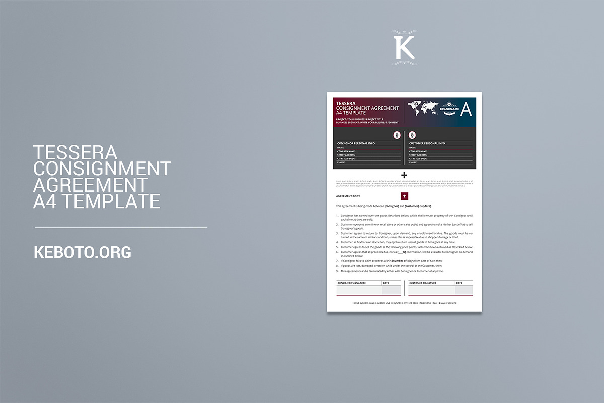 Tessera Consignment Agreement A4 in Templates - product preview 8