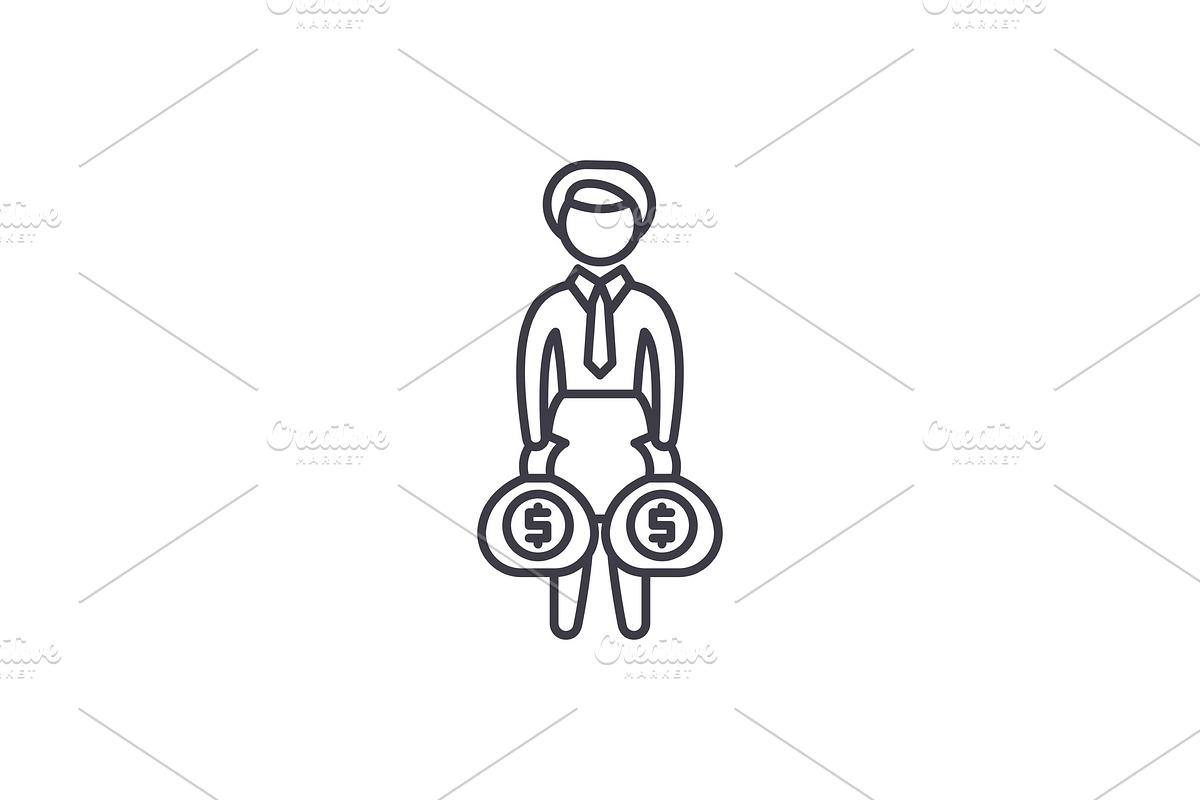 Rich business woman line icon in Illustrations - product preview 8
