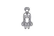 Rich business woman line icon