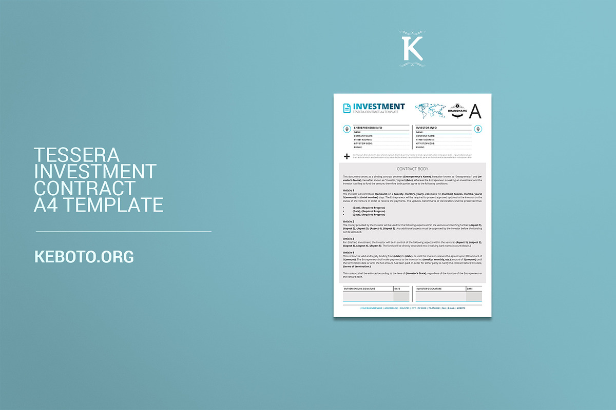Tessera Investment Contract A4 Templ in Templates - product preview 8