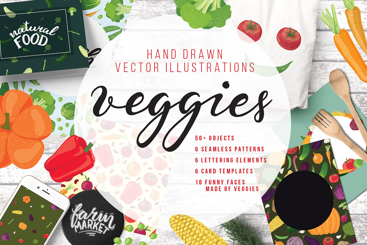 Hand drawn vector elements Veggies in Illustrations - product preview 8