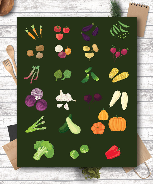 Hand drawn vector elements Veggies in Illustrations - product preview 1