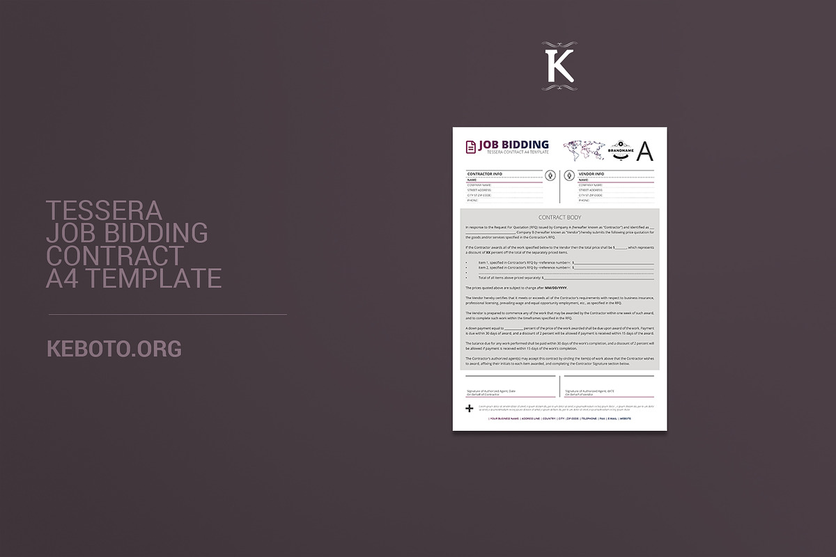 Tessera Job Bidding Contract A4 in Templates - product preview 8