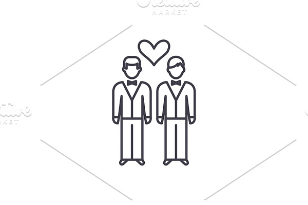 Same sex marriage line icon concept