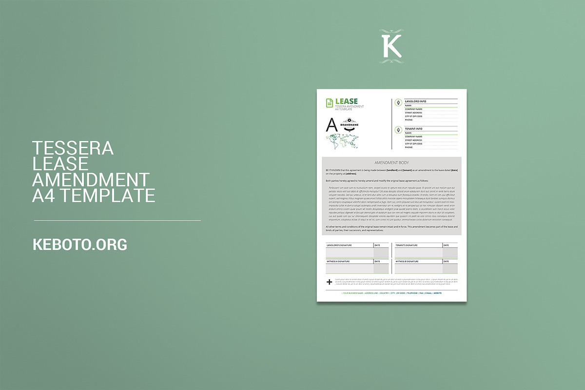 Tessera Lease Amendment A4 Template in Templates - product preview 8